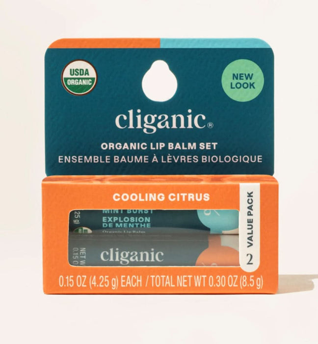 Cliganic Cooling Citrus Lip Balm 2 Pac