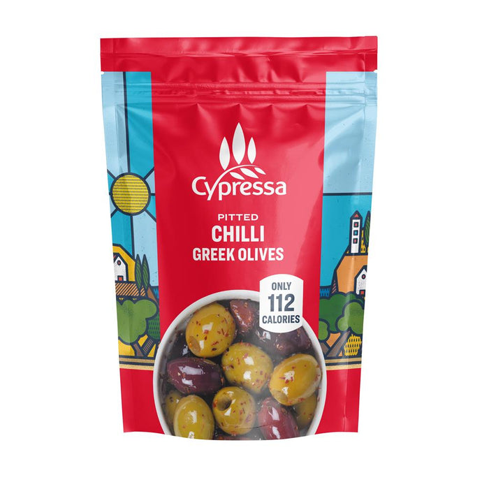 Cypressa Chilli Pitted Olives Pouch 50g