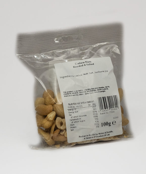 Seaford Wholefoods Cashew Nuts Roasted & Salted 100g