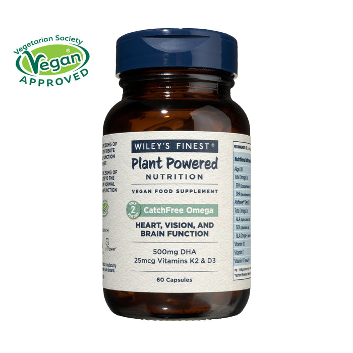 Wiley's Finest Vegan Omega-3 DHA 500mg - Algae-Based 60 Capsules