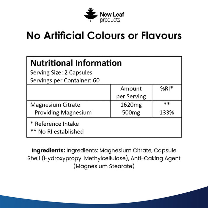 New Leaf Magnesium Citrate 120 Capsules