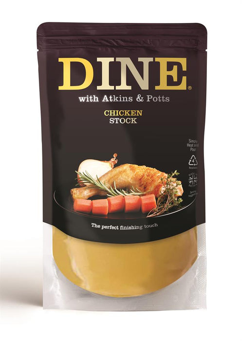 DINE in with Atkins and Potts Chicken Stock 350g