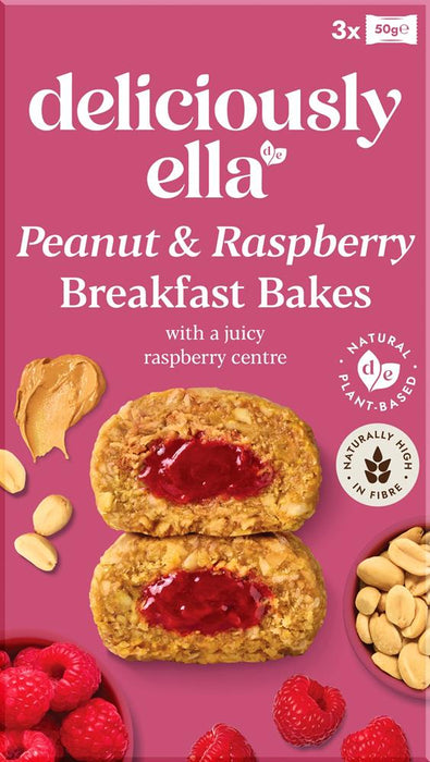 Deliciously Ella Breakfast Bakes Peanut & Raspberry 3 x 50g
