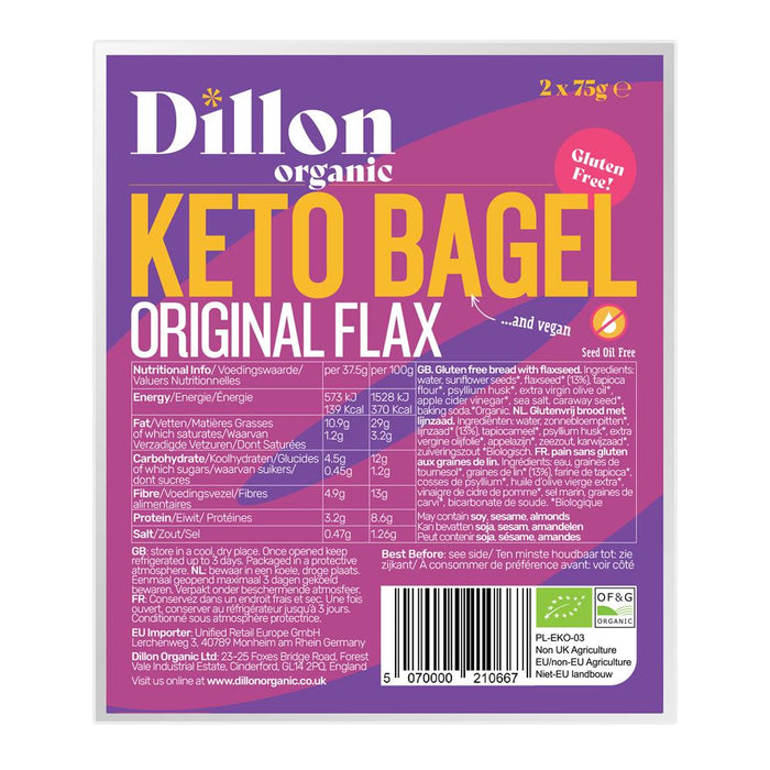 Dillon Organic Keto Bagel Original Flax 150g