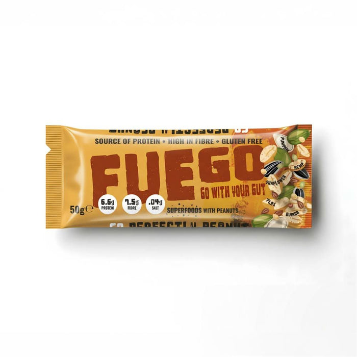 Fuego Go With Your Gut Peanut Superfood Fibre Bar 50g
