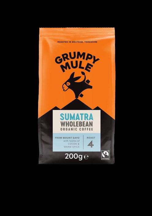 Grumpy Mule Organic Sumatra Whole Bean 200g