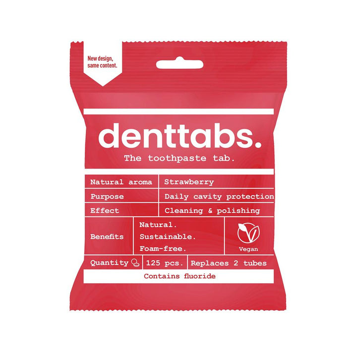 Georganics Denttabs Kids Toothtablets Strawberry with Flouride 125 Pieces