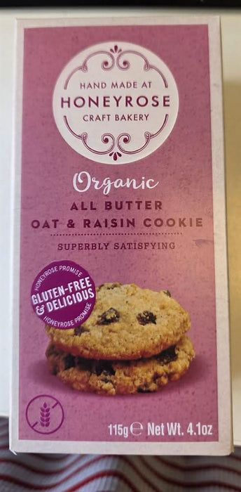 Honeyrose Bakery Org GF Oat & Raisin Cookies 125g