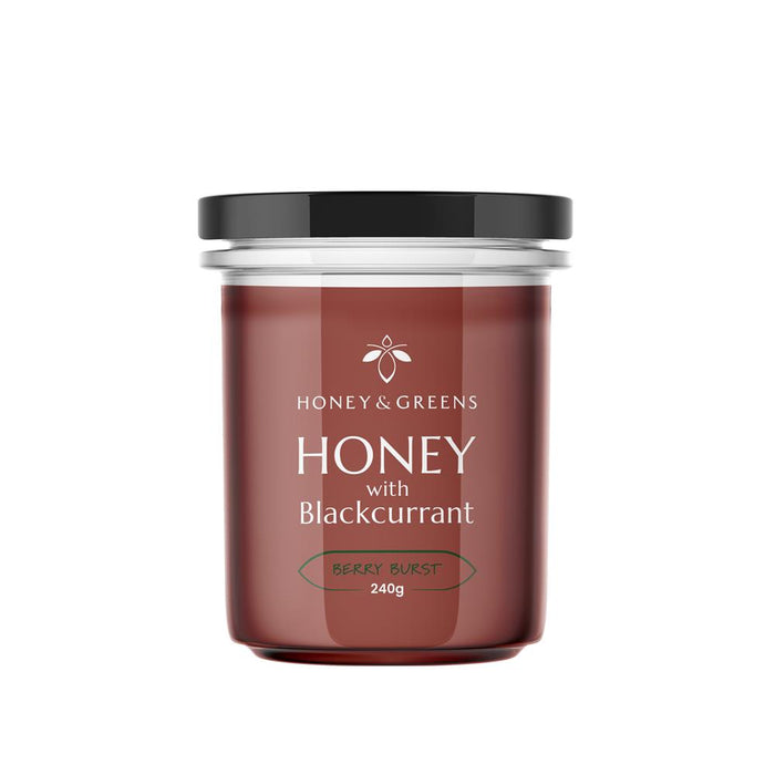 Honey and Greens British Honey with Blackcurrant 240g