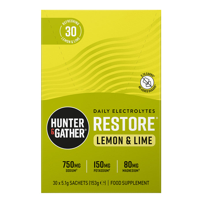 Hunter and Gather Restore Electrolyte Electrolytes Lemon & Lime 30 Sachets