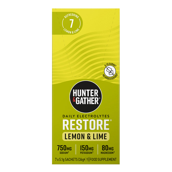 Hunter and Gather Restore Hydration Electrolytes Lemon & Lime 7 Sachets