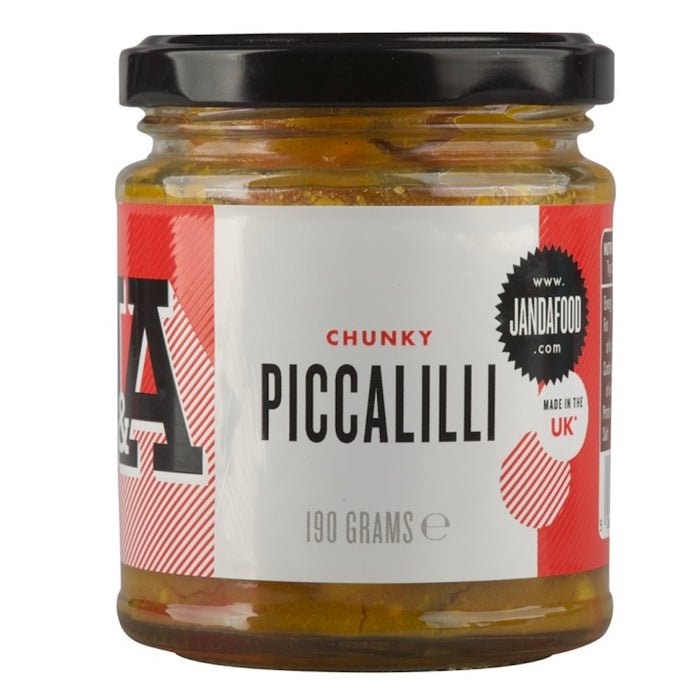 Janda Chunky Piccalilli 190g jar with vibrant green and yellow pickle relish