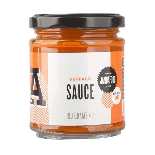 Janda Buffalo Sauce jar, 190g, featuring a vibrant red label and spicy flavor for health-conscious consumers.