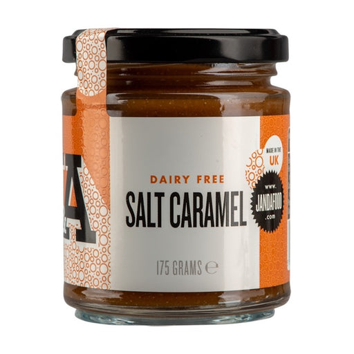 Janda Salt Caramel spread in a 175g jar, featuring a rich caramel color and dairy-free label.