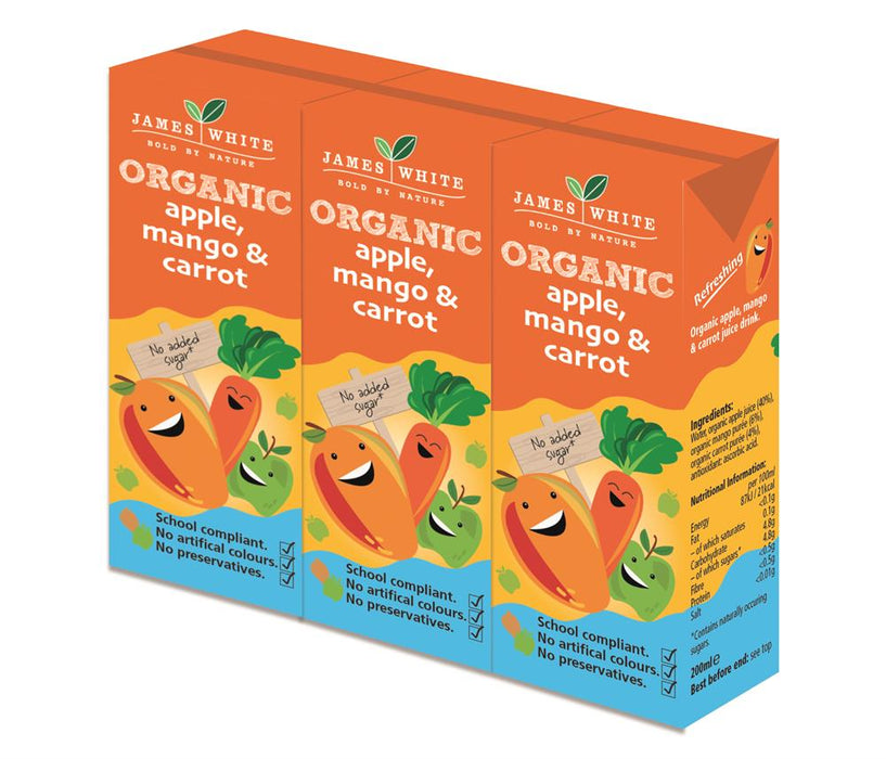 James White Organic App Mango & Carrot Juice 200ml
