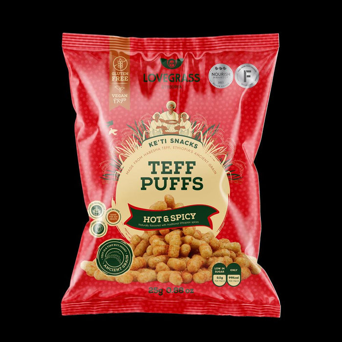 Lovegrass Ethiopia Teff Puffs Hot & Spicy 25g