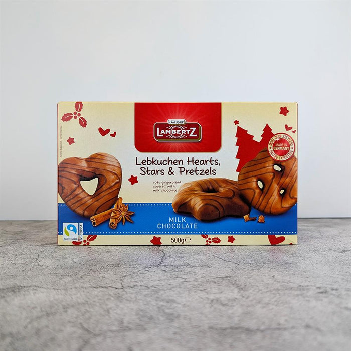 Lambertz Milk Chocolate Gingerbread Hearts & Stars 500g