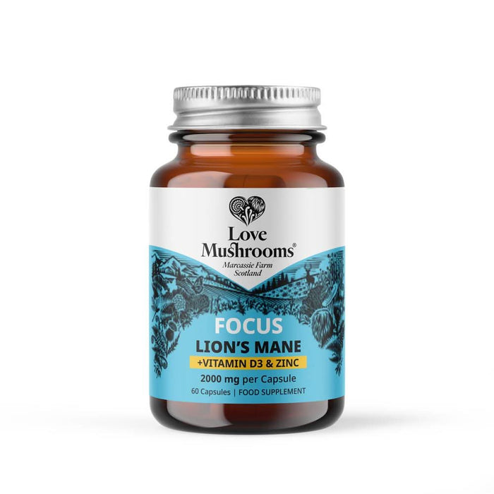Love Mushrooms Lions Mane + Vit D3 & Zinc 60 Capsules