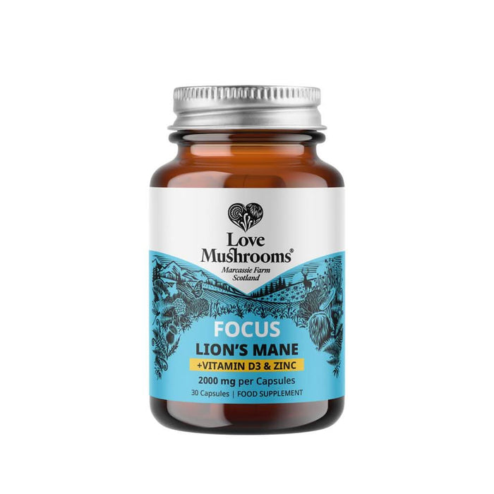 Love Mushrooms Lions Mane + Vit D3 & Zinc 30 Capsules