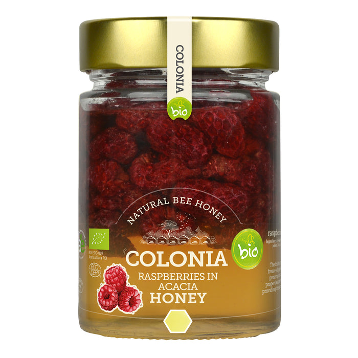 Colonia Organic Raspberries in Acacia Honey 420g