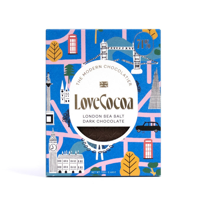 Love Cocoa Dark Sea Salt London Bar 70g