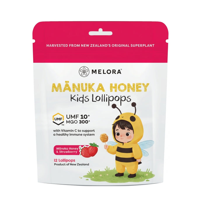 Melora Manuka Kids Strawberry Pops 12 Lollipops