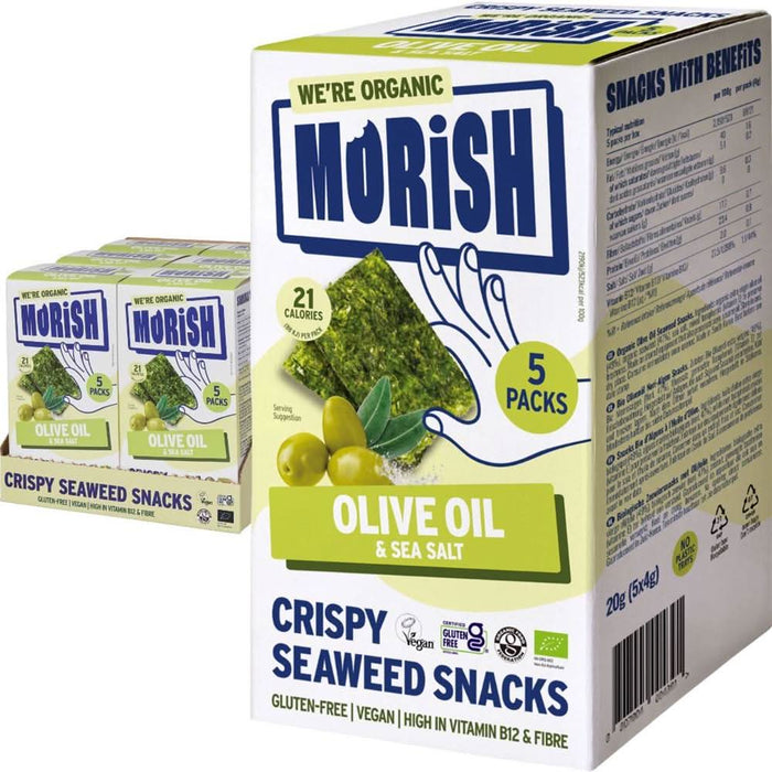 Morish Snacks Organic Olive Oil SeaweedSnack 5 Pack