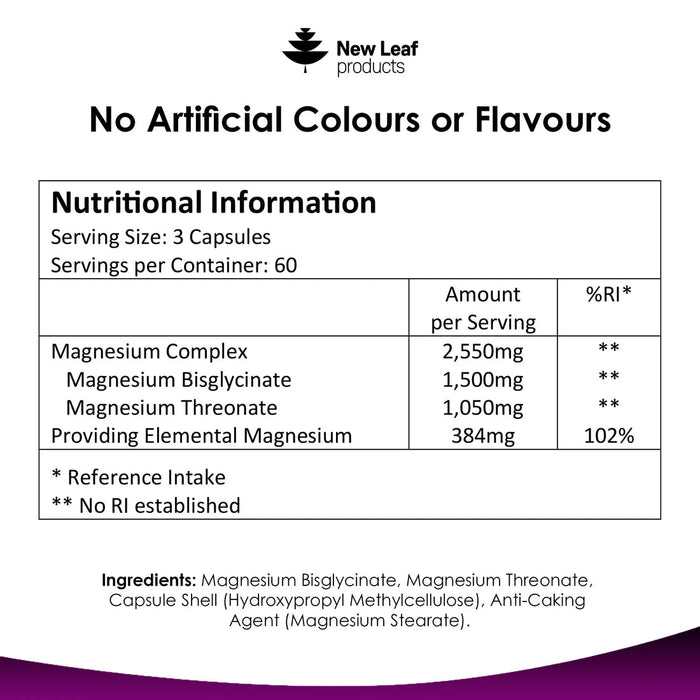 New Leaf Magnesium Threonate 180 Capsules