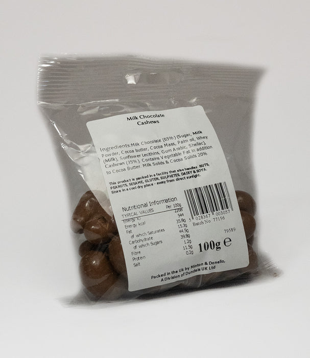 Seaford Wholefoods Milk Chocolate Cashews 100g