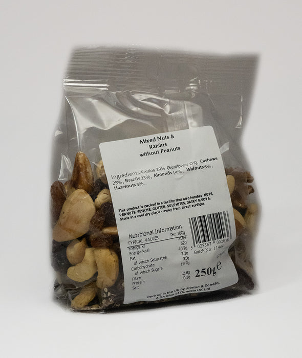 Seaford Wholefoods Mixed Nuts & Raisins Without Peanuts 250g