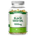 Nature's Truth Black Seed Oil 1000mg softgels in a clear bottle with blue labeling