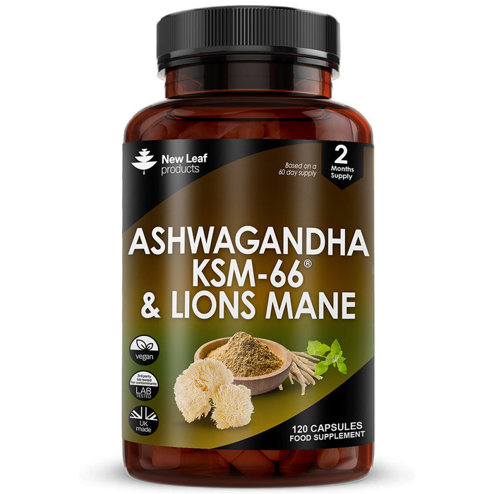 New Leaf Ashwagandha & Lions Mane 120 Capsules