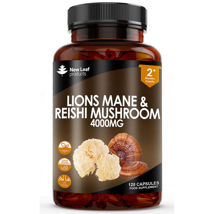 New Leaf Lions Mane & Reishi 120 Vegan Capsules