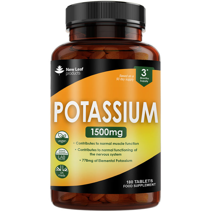 New Leaf Potassium 1500mg 180 Vegan Tablets