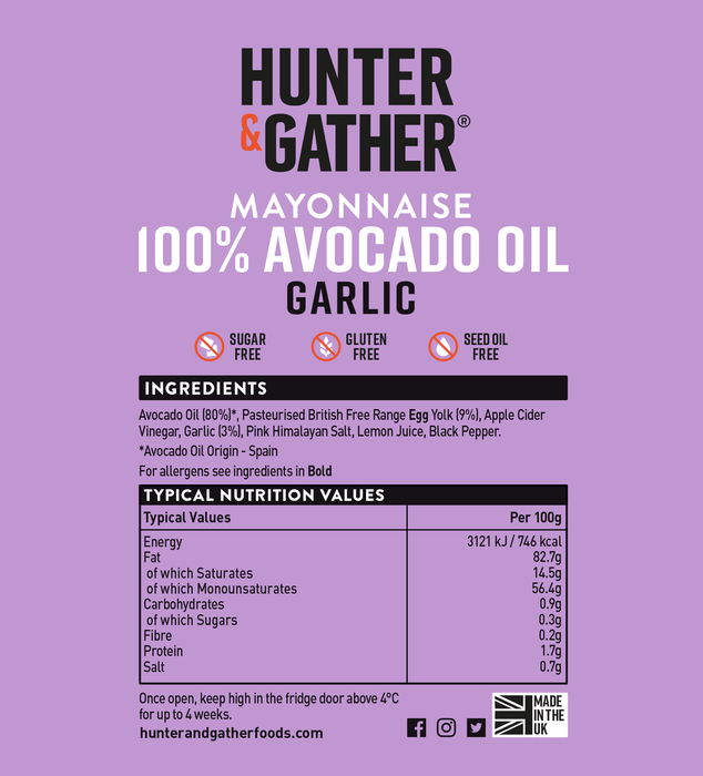 Hunter and Gather Garlic Avocado Oil Mayonnaise 250g