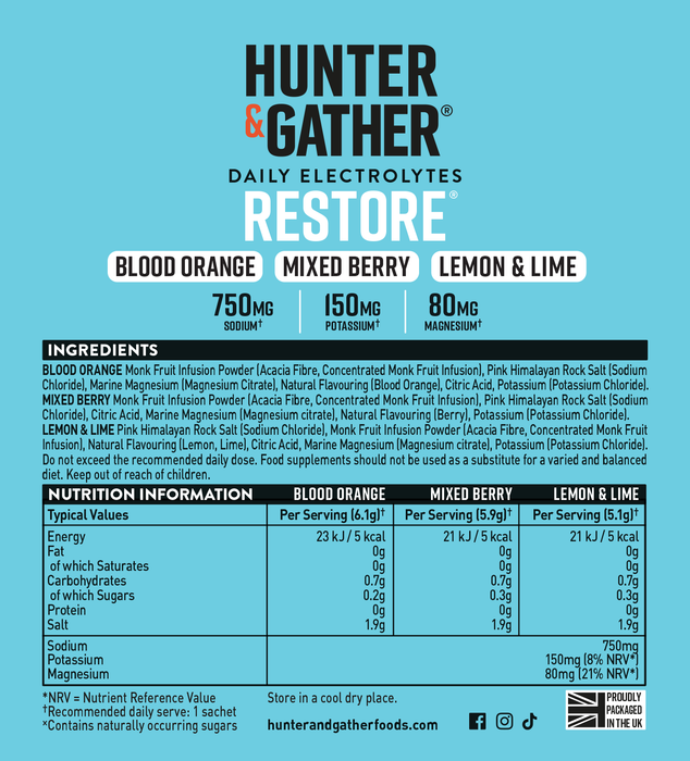 Hunter and Gather Restore Electrolyte Variety 30 Sachets