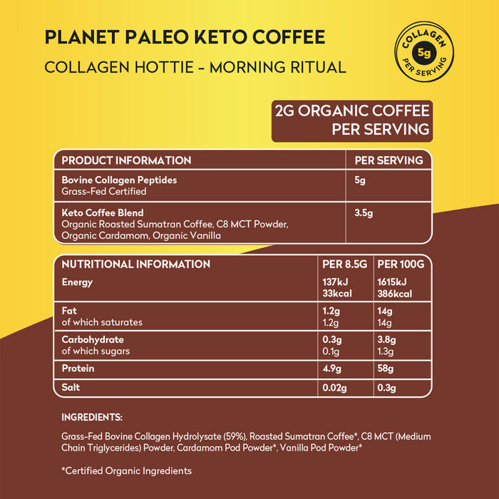 Planet Paleo Keto Coffee Collagen Hottie 213g