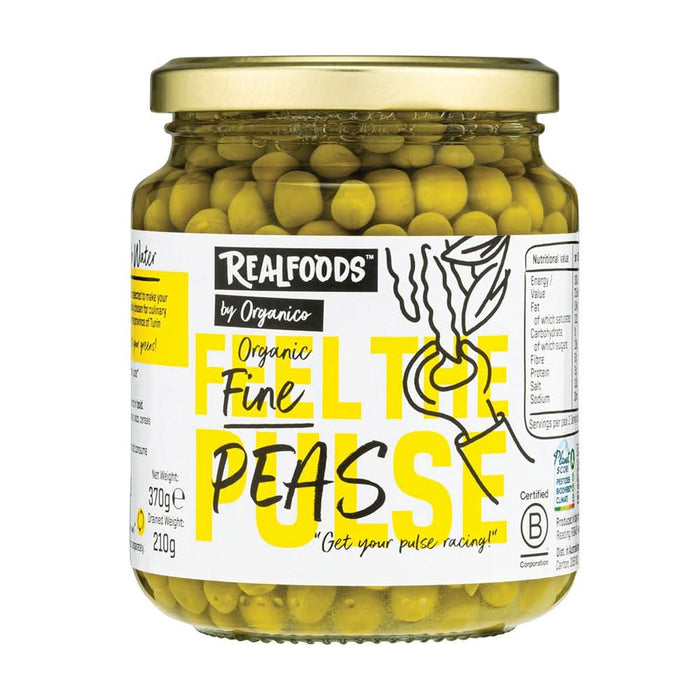 Realfoods by Organico Org Fine Peas in Water 370g