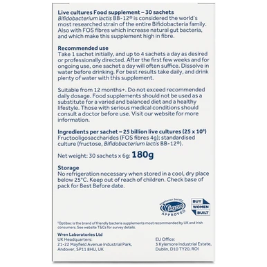 Optibac Bifidobacteria & Fibre 30 Sachets