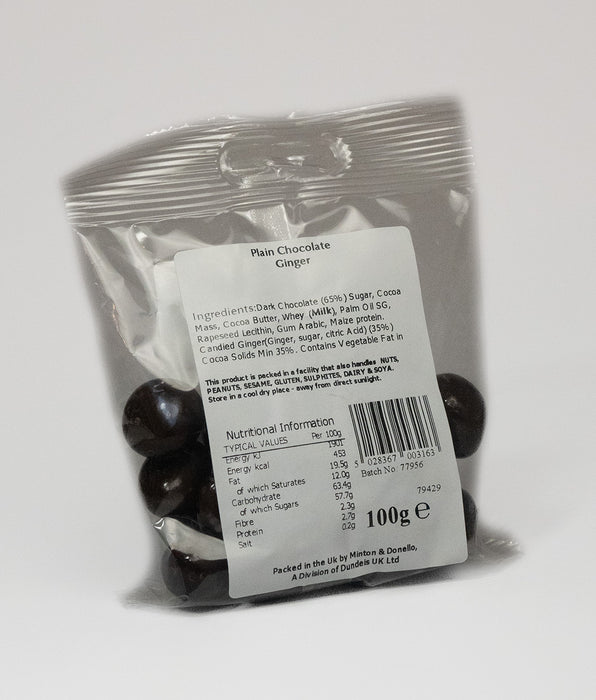 Seaford Wholefoods Plain Chocolate Ginger 100g