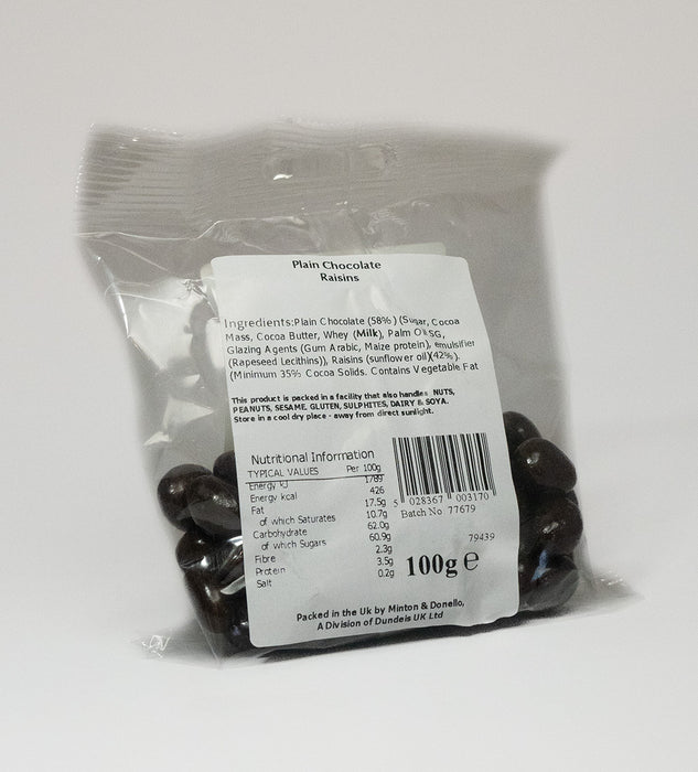 Seaford Wholefoods Plain Chocolate Raisins 100g