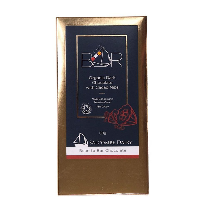 Salcombe Dairy Dark Nibs Organic Choc Bar 80g