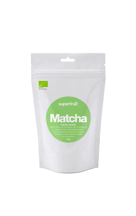 Green Superfruit Matcha Powder 100g packaging with vibrant design, ideal for health enthusiasts.