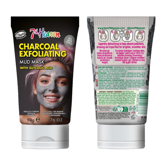 7th Heaven Charcoal Mud Face Mask with Glycolic Acid 50ml