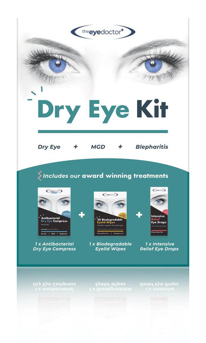 The Eye Doctor Dry Eye Kit Box Eye Compress, Eyelid Wipes, Eye Drops