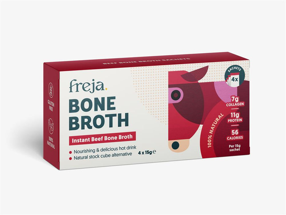 Freja Instant Bone Broth Beef 4x15g Sachets