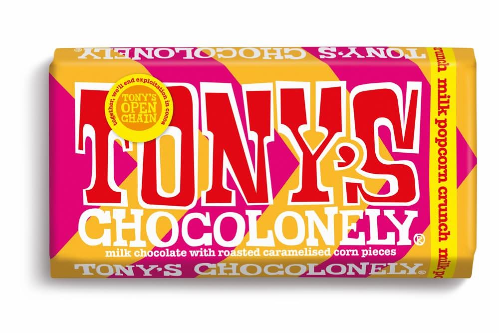 Tonys Chocolonely Milk Choc Popcorn Bar 180g