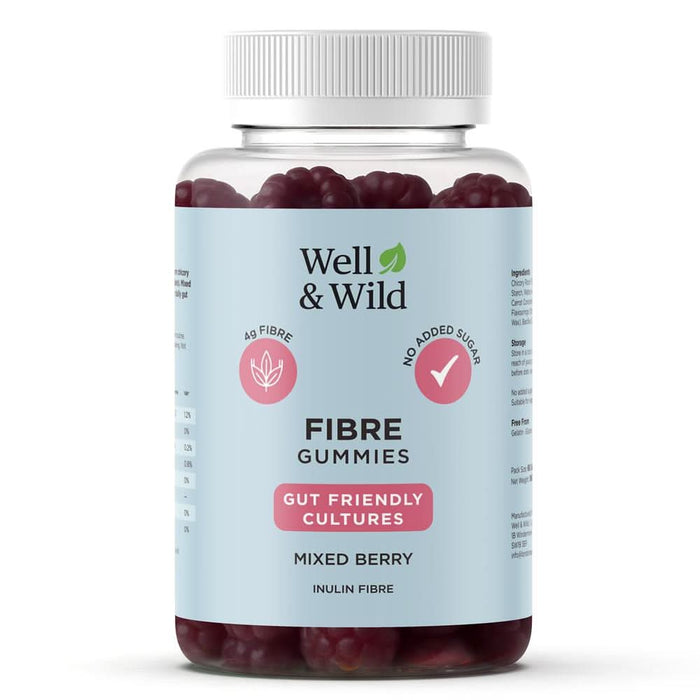 Well and Wild Fibre Gummies Mixed Berries 60 Gummies