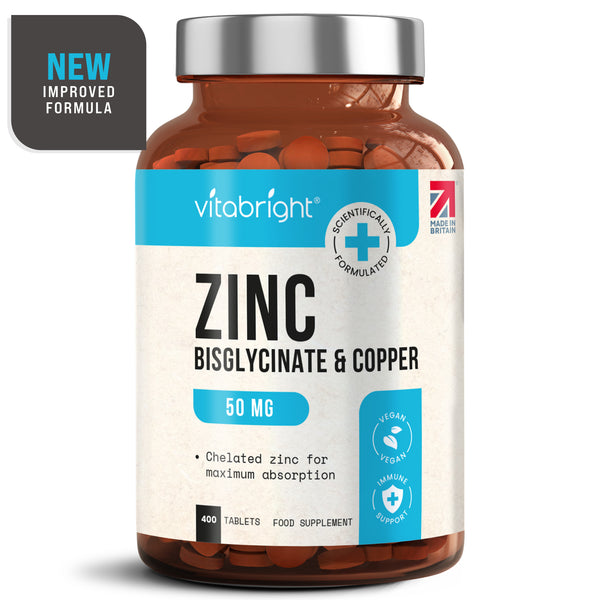 Vitabright Zinc Bisglycinate Tablets with Copper 400 Tablets