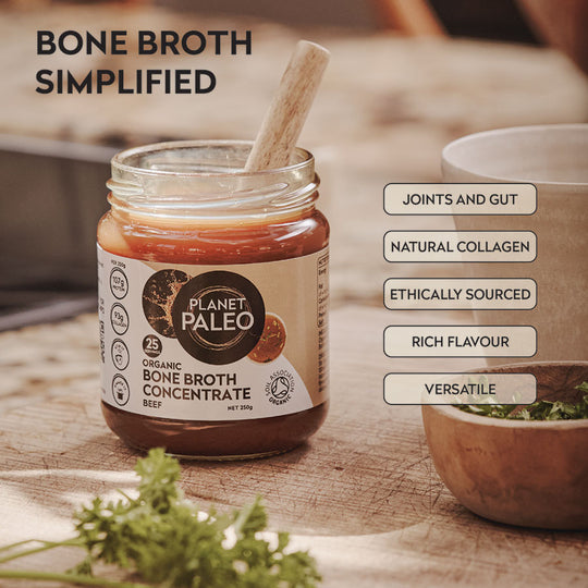 Organic Bone Broth Concentrate 250g - Grass-Fed Beef | Planet Paleo